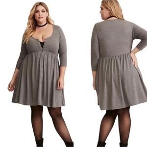 Torrid Jersey Knit Button Front Plus Size Tee Shirt Dress Sz 1 Gray‎ Normcore